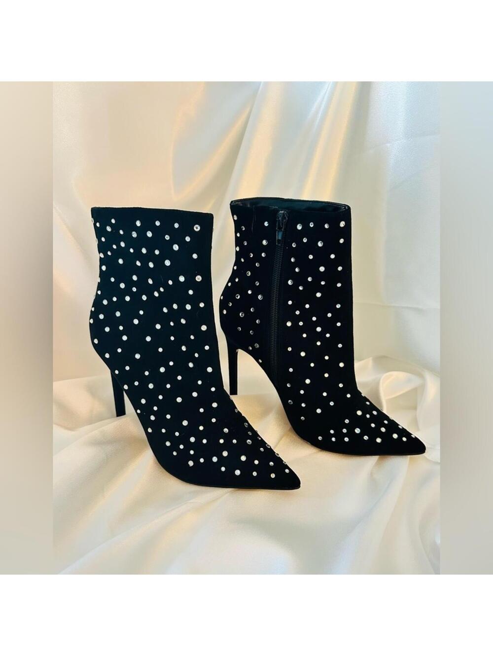 Express Black Studded Heeled Ankle Boots